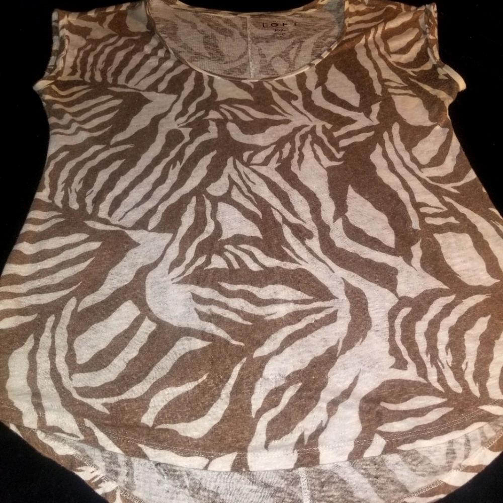 LOFT linen zebra print T size S